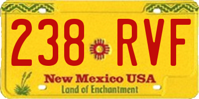 NM license plate 238RVF