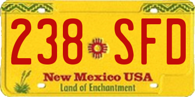 NM license plate 238SFD