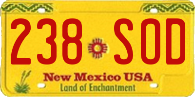 NM license plate 238SOD