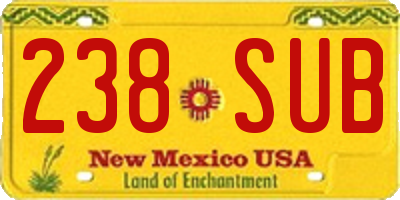 NM license plate 238SUB