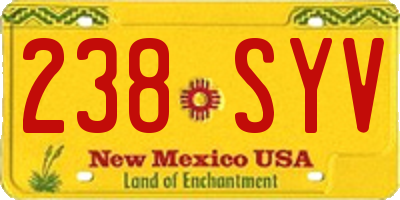 NM license plate 238SYV
