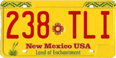 NM license plate 238TLI