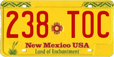 NM license plate 238TOC
