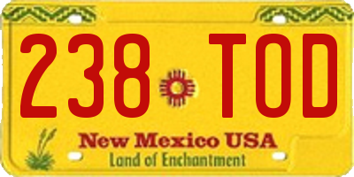 NM license plate 238TOD
