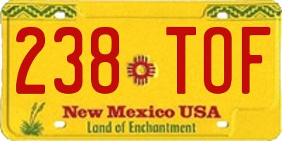 NM license plate 238TOF