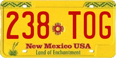 NM license plate 238TOG