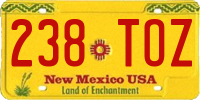 NM license plate 238TOZ