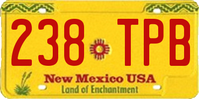 NM license plate 238TPB
