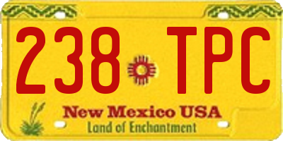 NM license plate 238TPC