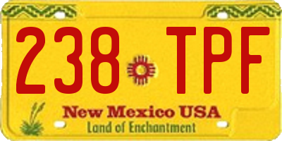 NM license plate 238TPF