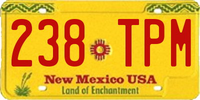 NM license plate 238TPM