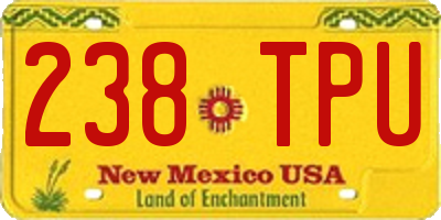 NM license plate 238TPU