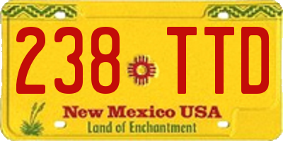 NM license plate 238TTD