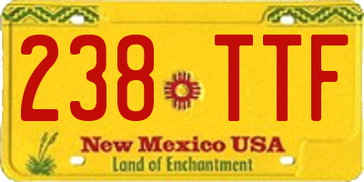 NM license plate 238TTF