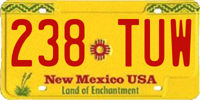 NM license plate 238TUW