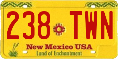 NM license plate 238TWN