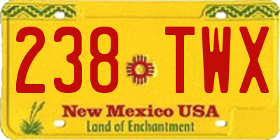 NM license plate 238TWX