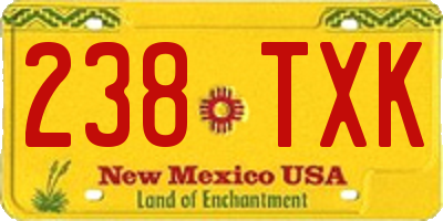 NM license plate 238TXK