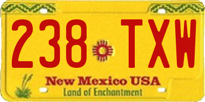 NM license plate 238TXW