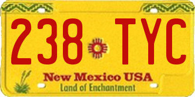NM license plate 238TYC