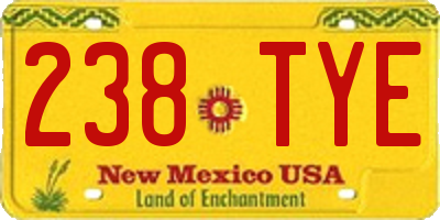 NM license plate 238TYE