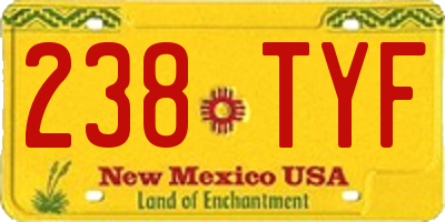 NM license plate 238TYF