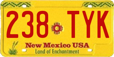 NM license plate 238TYK