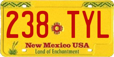 NM license plate 238TYL