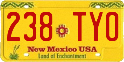 NM license plate 238TYO