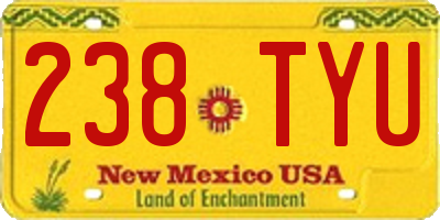 NM license plate 238TYU