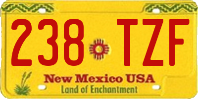 NM license plate 238TZF