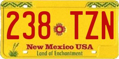 NM license plate 238TZN