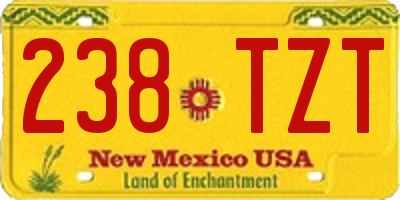 NM license plate 238TZT