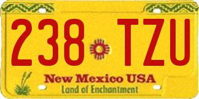 NM license plate 238TZU