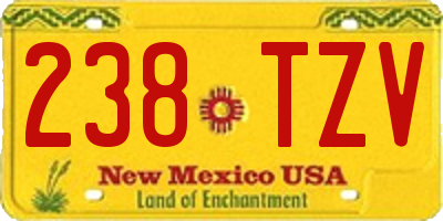 NM license plate 238TZV