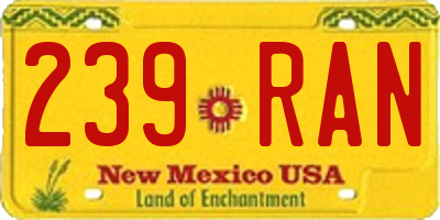 NM license plate 239RAN