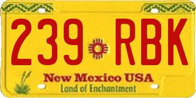 NM license plate 239RBK