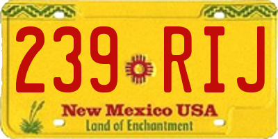 NM license plate 239RIJ