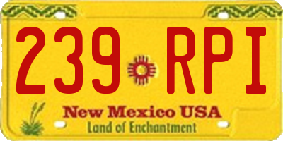 NM license plate 239RPI