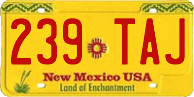 NM license plate 239TAJ