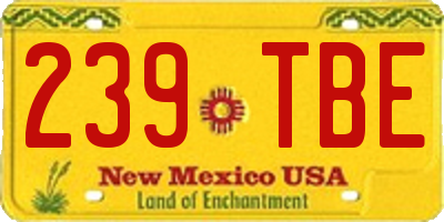 NM license plate 239TBE
