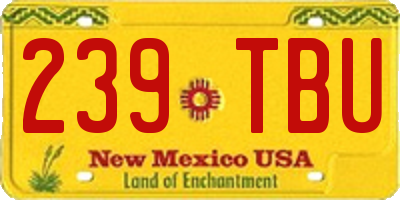 NM license plate 239TBU