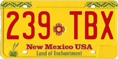 NM license plate 239TBX