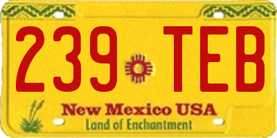 NM license plate 239TEB