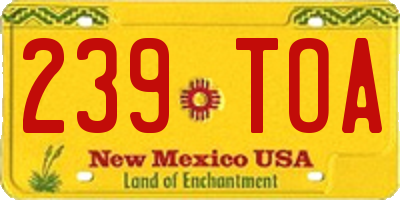 NM license plate 239TOA