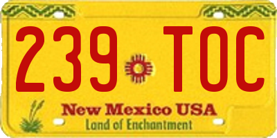 NM license plate 239TOC
