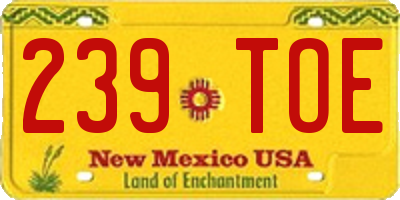 NM license plate 239TOE