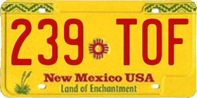 NM license plate 239TOF