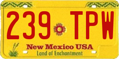 NM license plate 239TPW