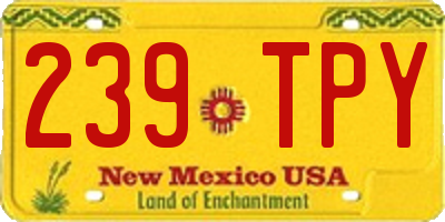 NM license plate 239TPY